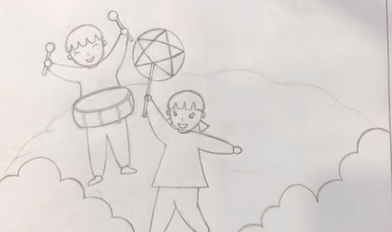 Vẽ bé gái cầm đèn ông sao