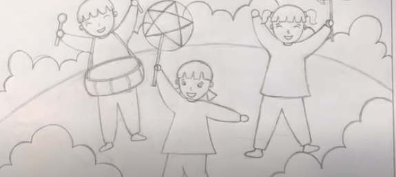 Vẽ thêm cây cối phía sau