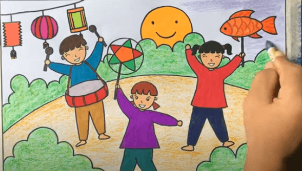 Tô màu tranh lễ hội Trung Thu theo sở thích