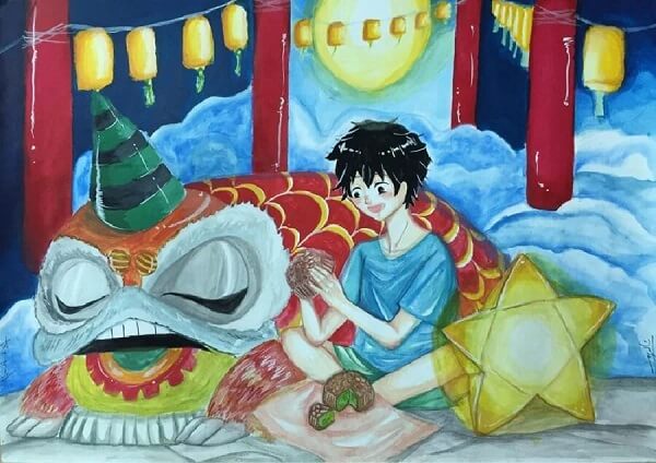 vẽ tranh anime Trung Thu
