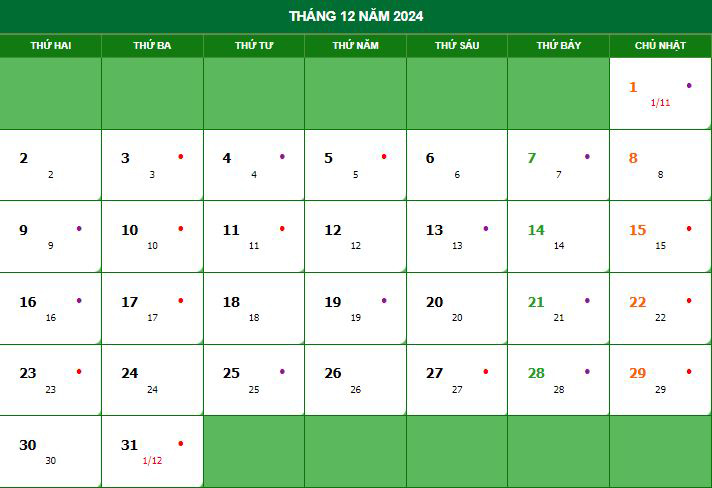 Ngày tốt tháng 12  Ngày tốt tháng 12