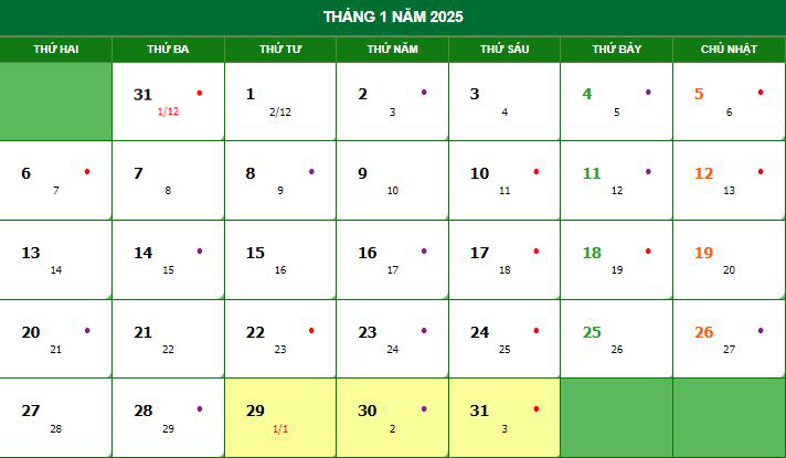 Lịch tháng 12 Âm